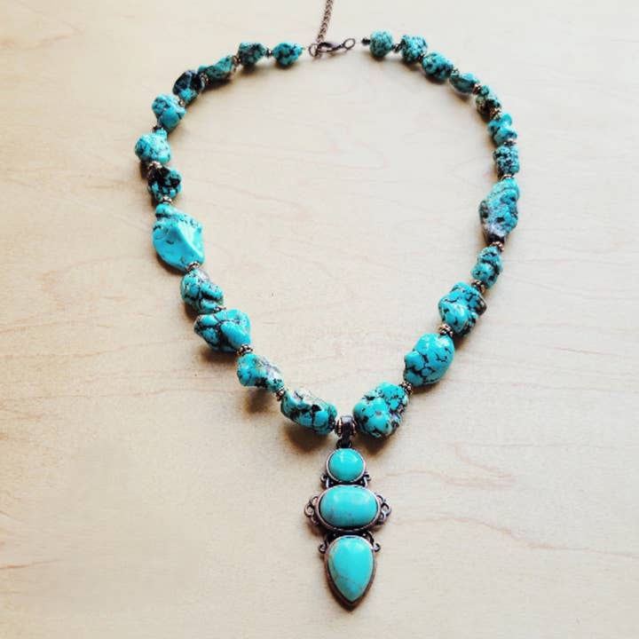 Collana Turchese Blu e rame con Pendente Turchese 259L per la vendita all'ingrosso da parte di The Jewelry Junkie