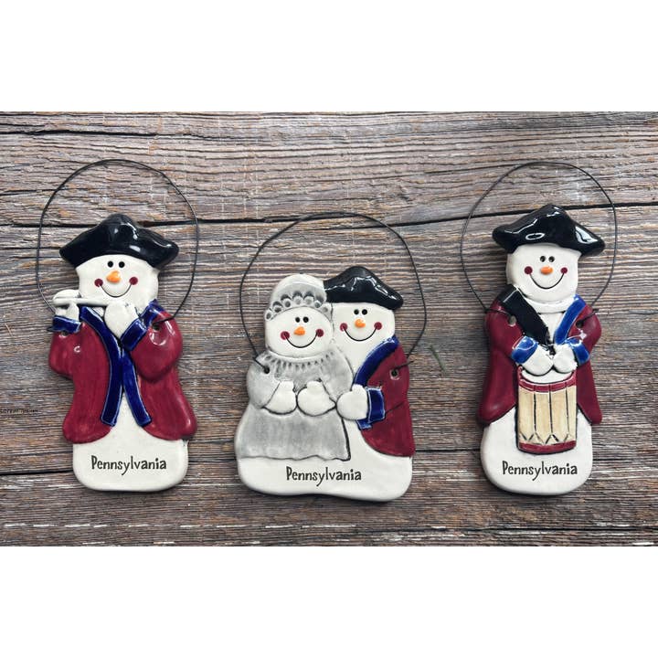 August Ceramics - Wholesale Ornament - Colonial Snowman Ornament-Minutemen with a fife 2