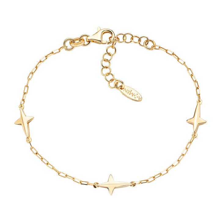 Bracelet à trois croix en argent sterling doré pour la vente par Amen Gioielli