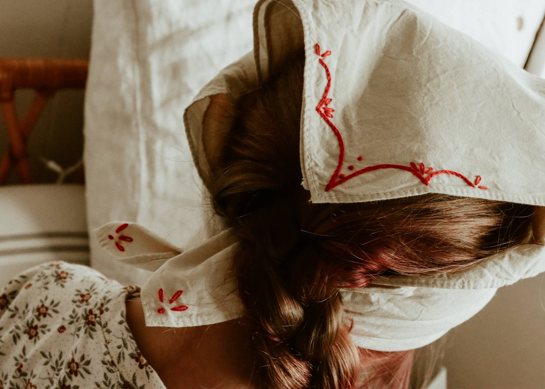 Eloise et moi - Wholesale Bandana - Unisex - Hand embroidered RODEO cotton bandana, hand dyed 10