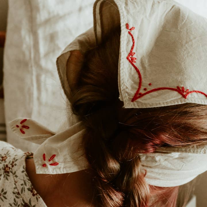 Eloise et moi - Wholesale Bandana - Unisex - Hand embroidered RODEO cotton bandana, hand dyed 17