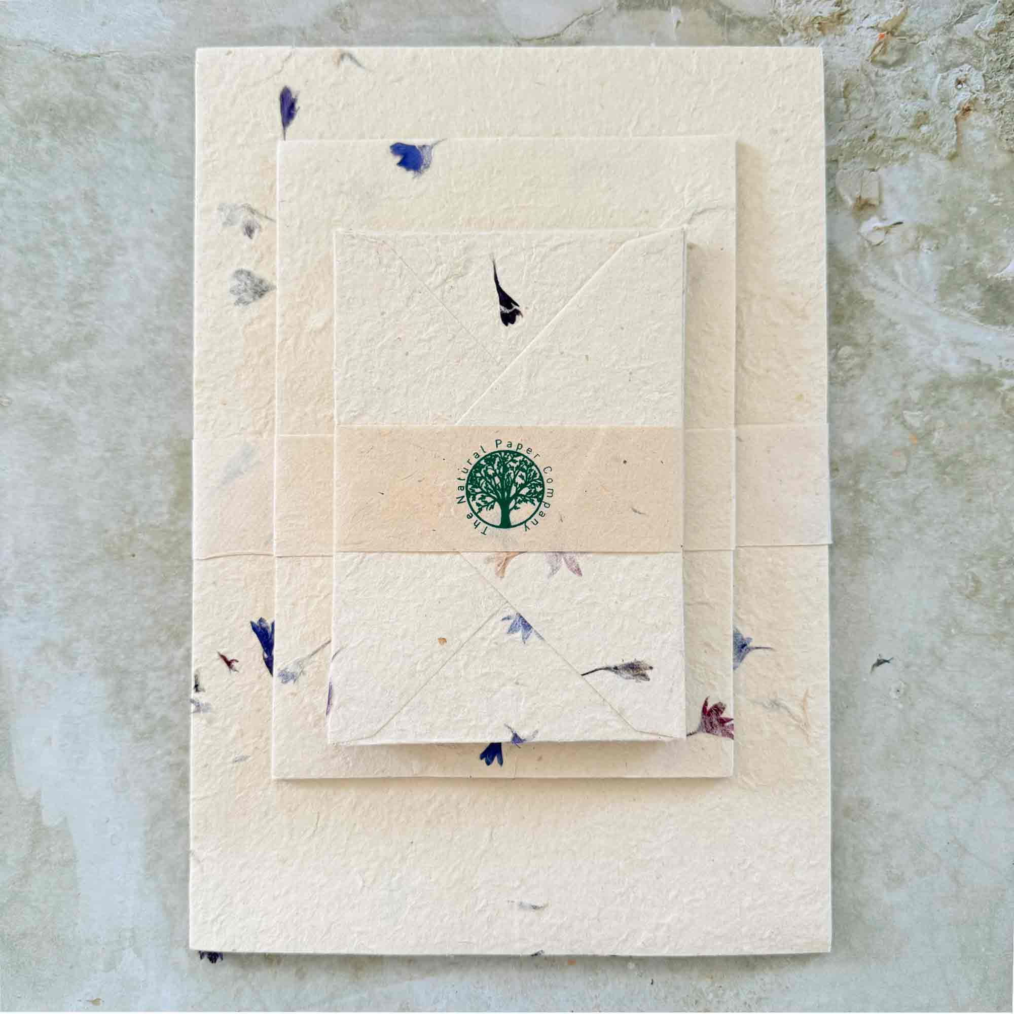 The Natural Paper Company - Vente Assortiments de papeterie/cartes - Papier Lokta fait main au Népal et enveloppes - Bleuet9