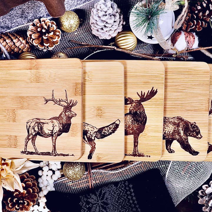 Rustic Cedar Co - Wholesale Cutting Board - Winter Animals Small Bamboo Cutting Board Bundle1