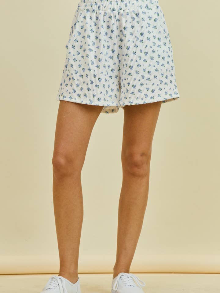 LMP5846-Everbloom blommigt tryck ribbade kortbyxor för wholesale av lovely melody