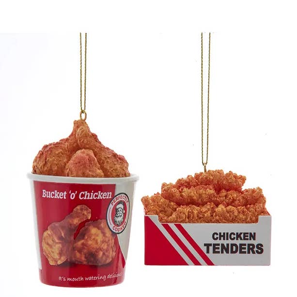 1.75-3" Resin Fried Chicken Ornament 2 Assorted for wholesale by Kurt S. Adler, Inc.