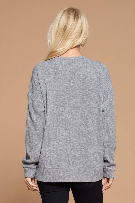 【Raucohouse】Force v-neck nylon over sweatshirt Wholesale Wide Banded V Neck Sweatshirt With Cuffed Sleeve