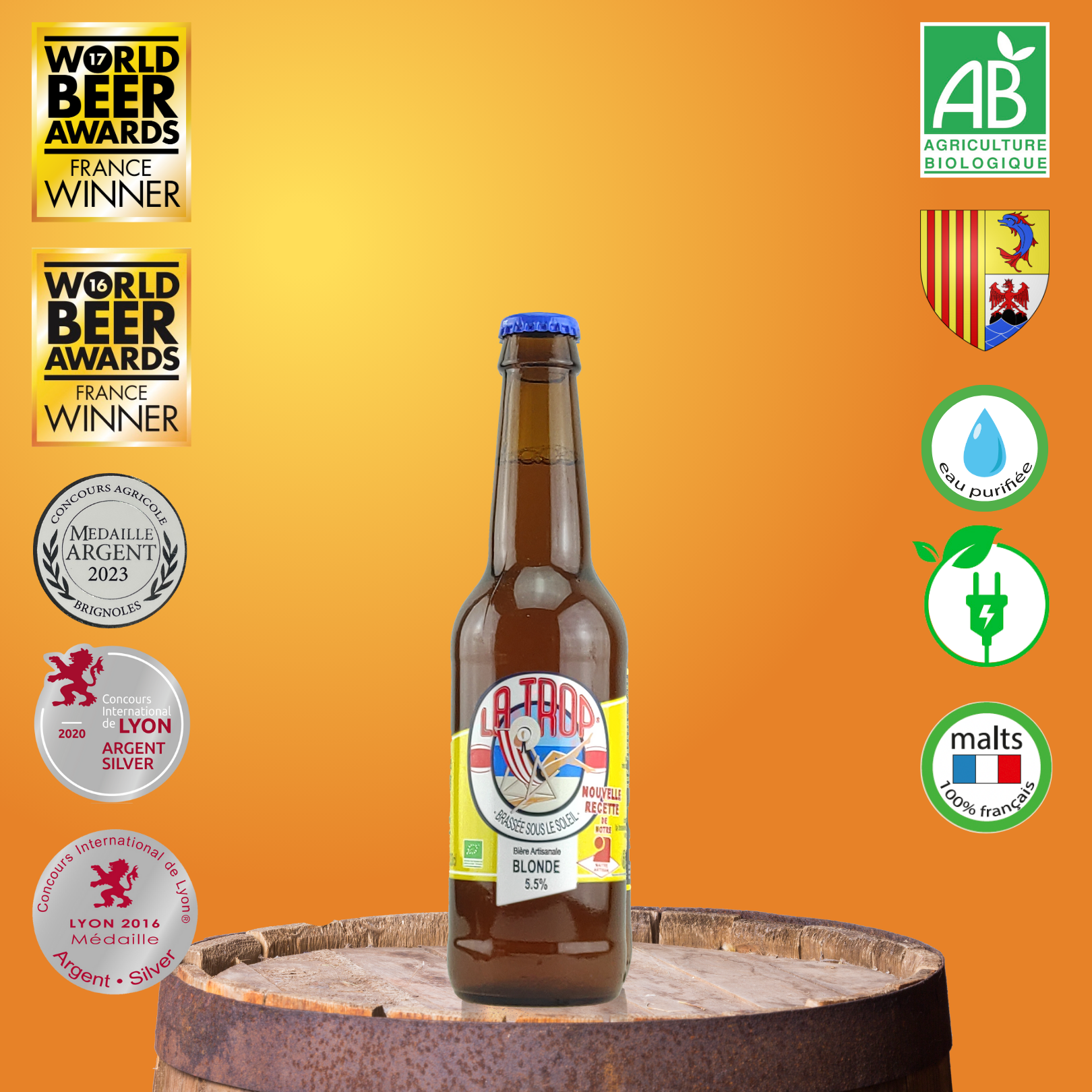 Brasserie Artisanale Carteron - Wholesale Beer - LA TROP Artisanal beer from Provence blond 5.5% 33cl1