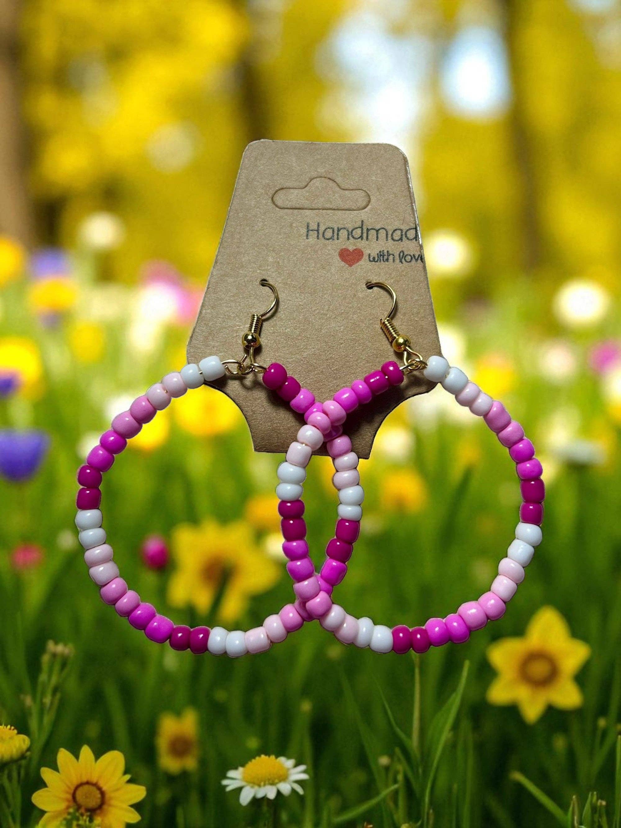 Ka_Creative_Art - Wholesale Hoop Earrings - Pink and White Hoop Earring