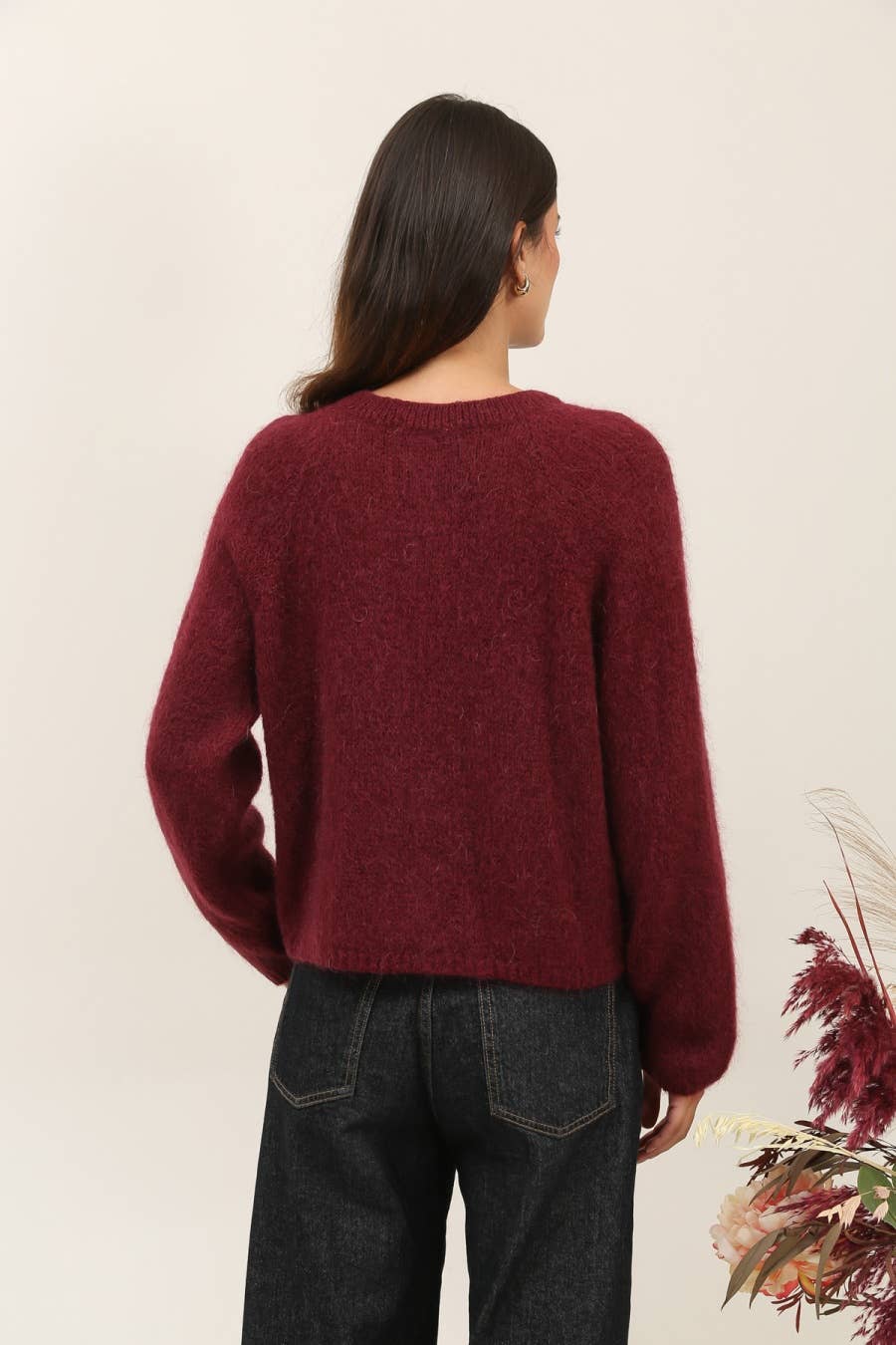 NAÏS PARIS – Cardigan - Mulher por atacado – Cardigan de gola redonda com mangas longas em kid mohair e lã5