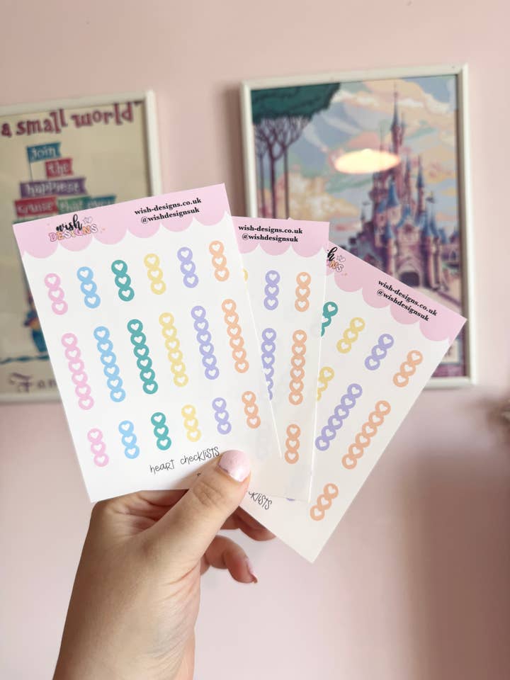 Heart Checklists Vinyl Sticker Sheet for wholesale by Wish Designs
