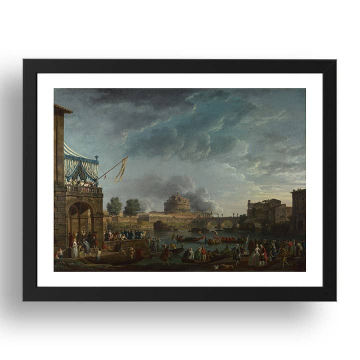 Claude Joseph Vernet: En sporttävling på Tibern i Rom, Affisch i 17x13" (A3) Ram för wholesale av PERIOD PRINTS