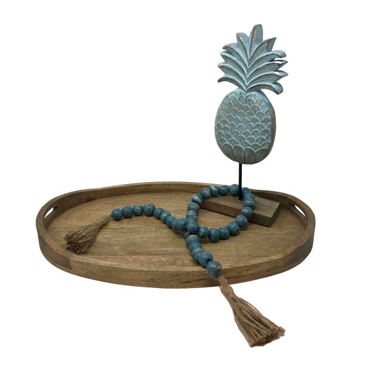 Wilco Home – Engroshandel Bordpynt – Håndskåret træ ananas finial på stativ2