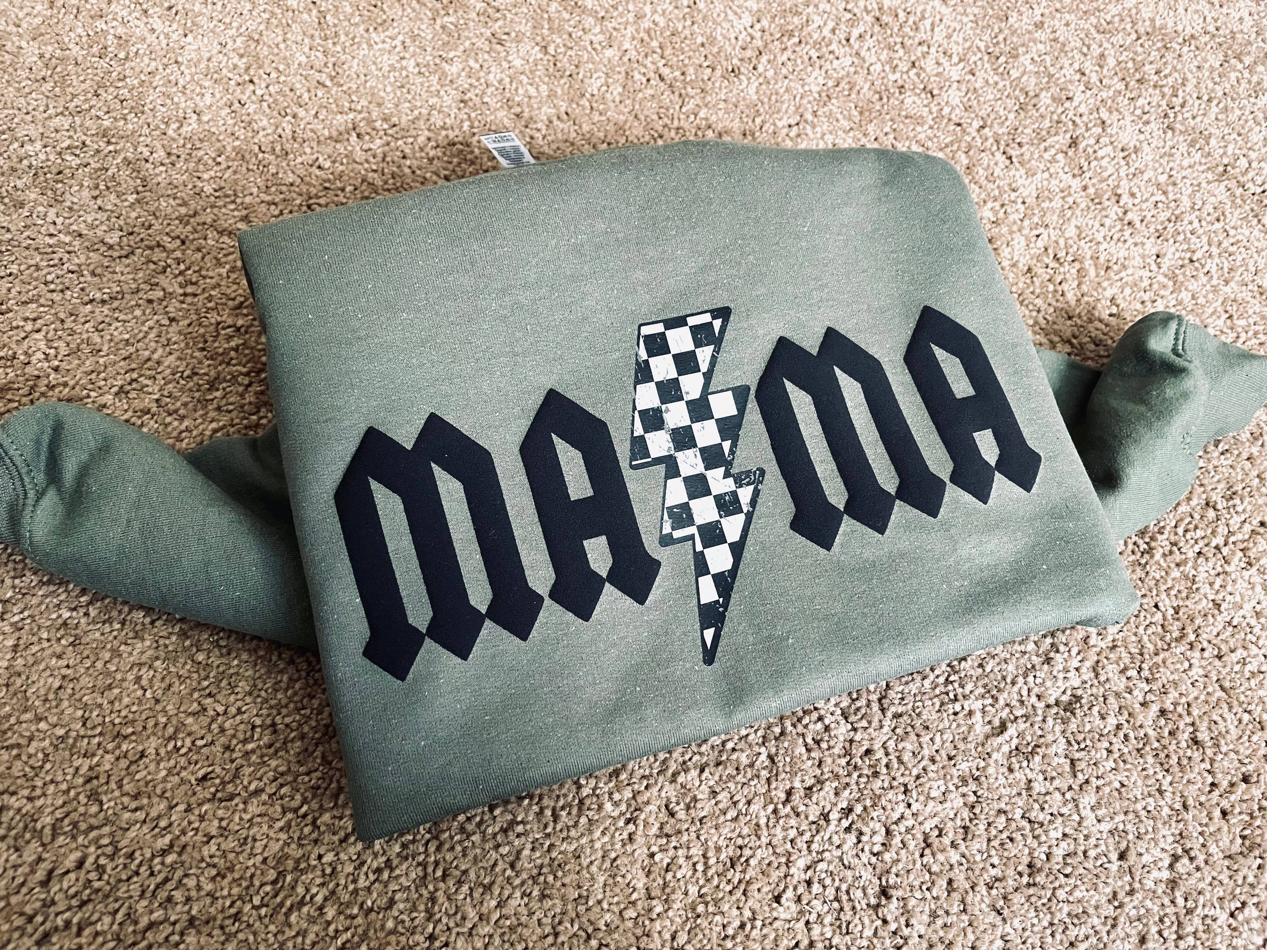 Davis Designs - Wholesale Graphic Sweatshirt - Women's - MA MA puff and checkered crewneck sweatshirt2