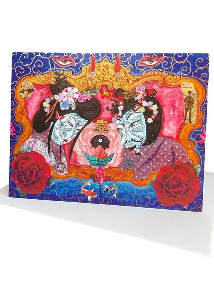 Carte de vœux Geisha Pouvoir mystique féminin & Grâce pour la vente par Art by Diana Comstock