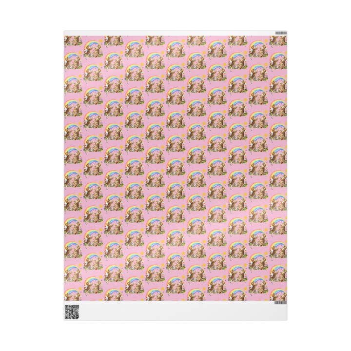 Opal and June - Wholesale Flat Wrap - Floral Kitten Wrapping Paper