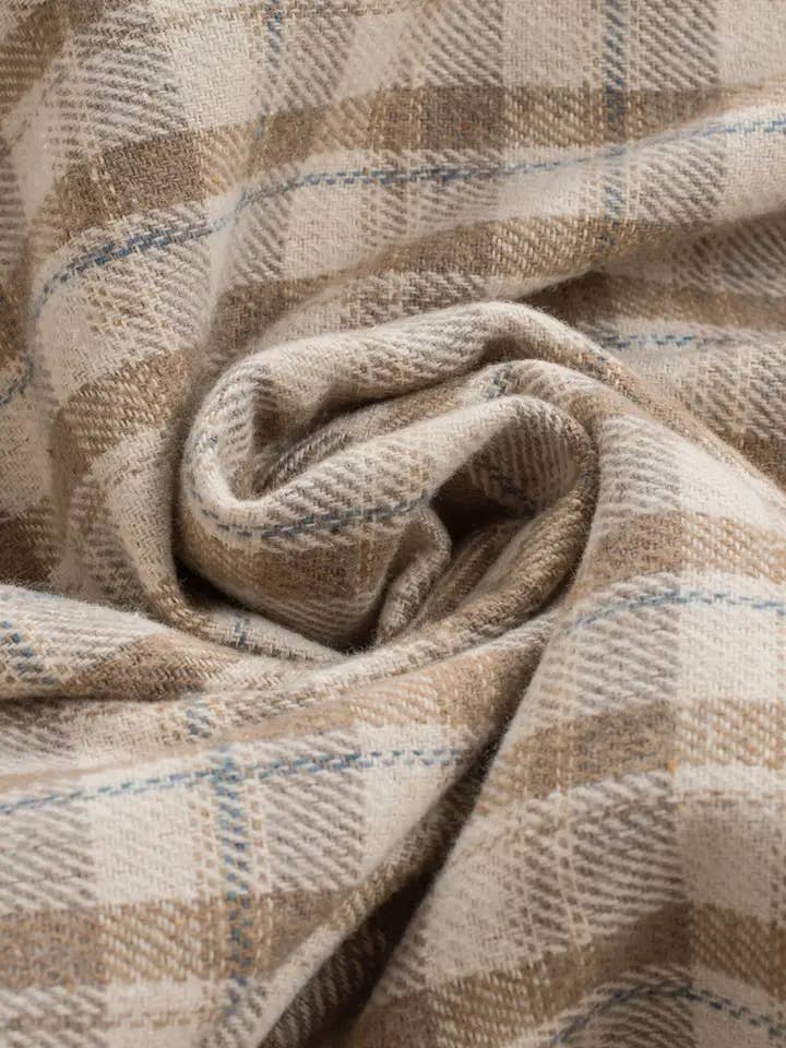 Khaki Plaid Hooded Shacket with Sherpa Lining for Fall for wholesale on Faire4