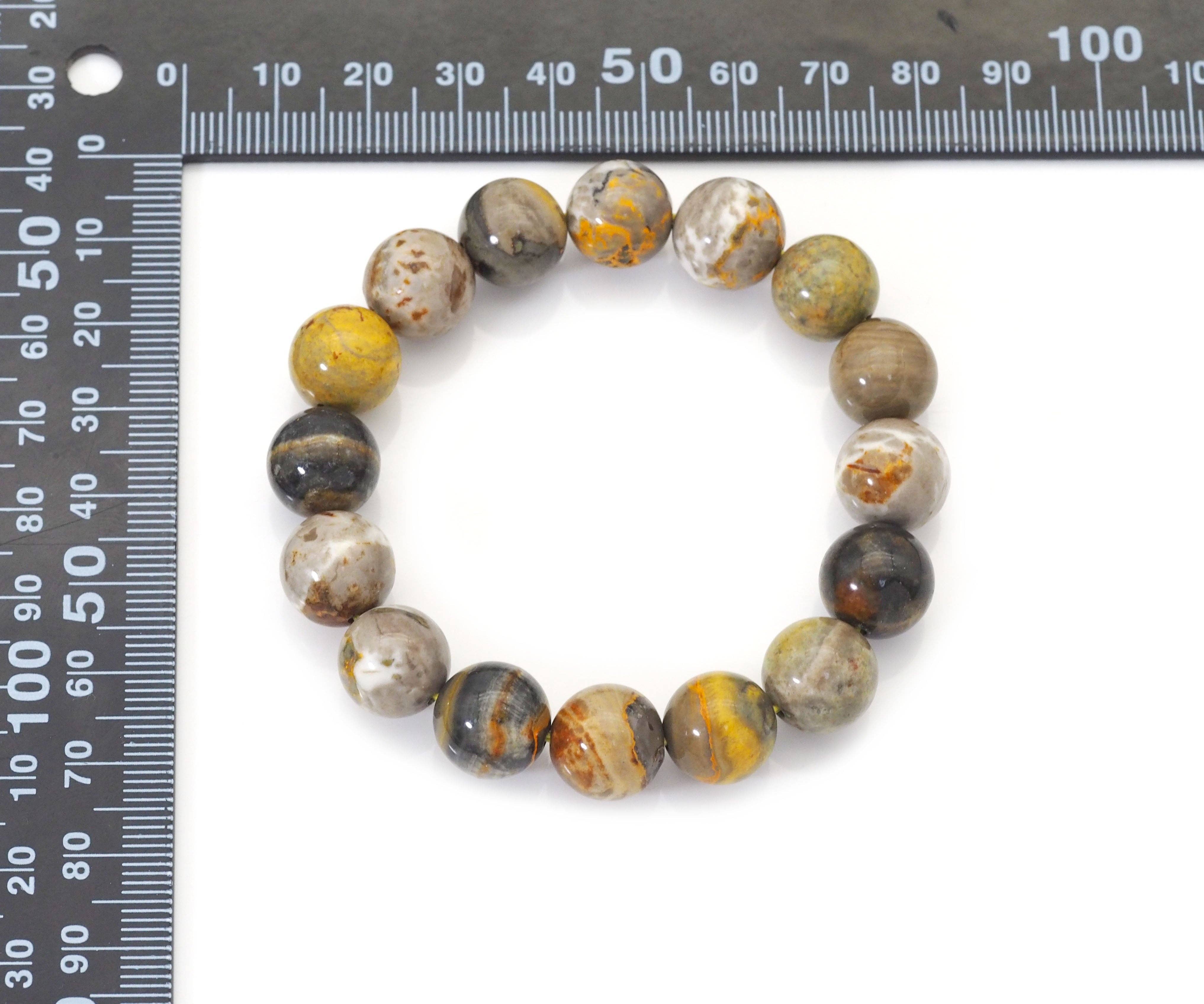 BestBeads&Beyond - Wholesale Beaded Bracelet - Genuine Bumblebee Jasper Round Smooth Elastic Bracelet, 8mm/10mm/12mm, Sku#EF2462