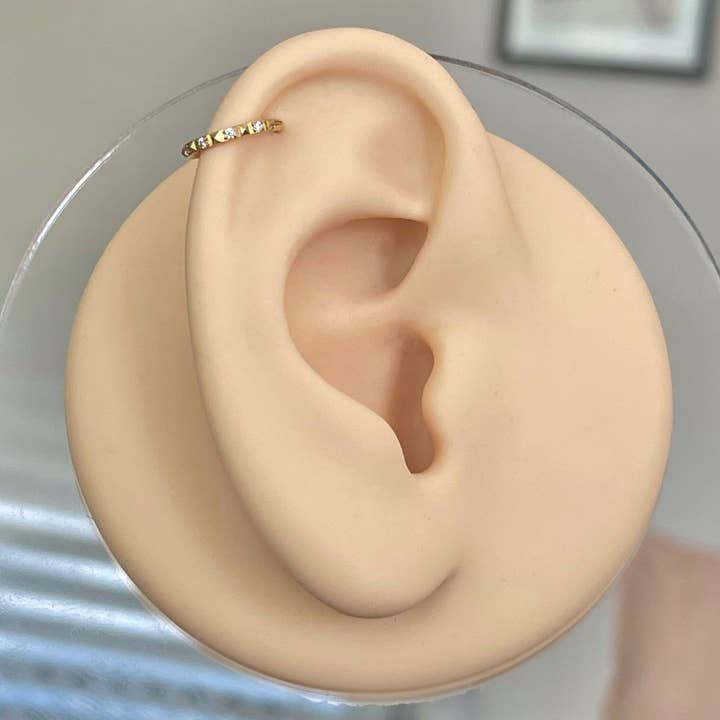 Gold Titanium Cartilage Earring (16G | 8mm or 10mm | Surgical Steel or Titanium Options | Gold, Silver, Black, or Rose Gold) for wholesale by Elara Body Jewelry