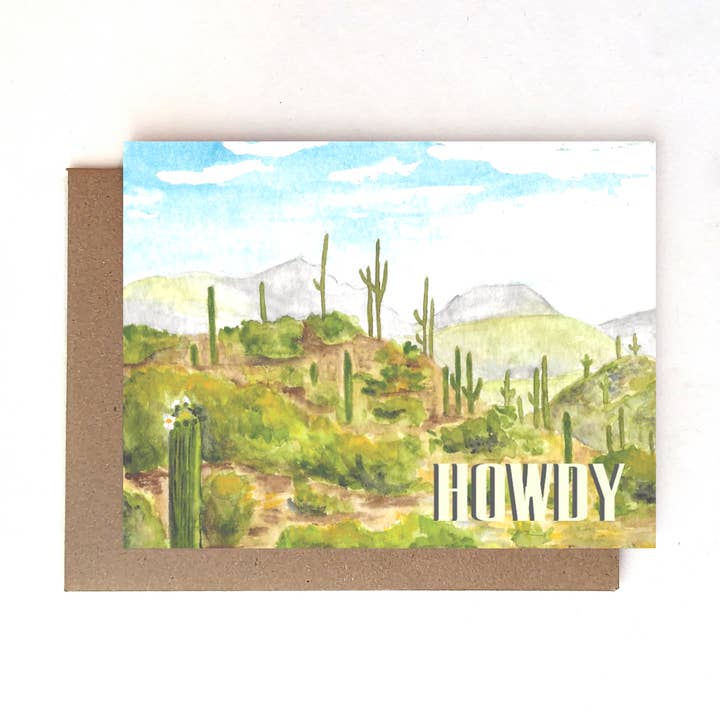 Howdy Desert Greeting Card for wholesale by E R Kess Designs
