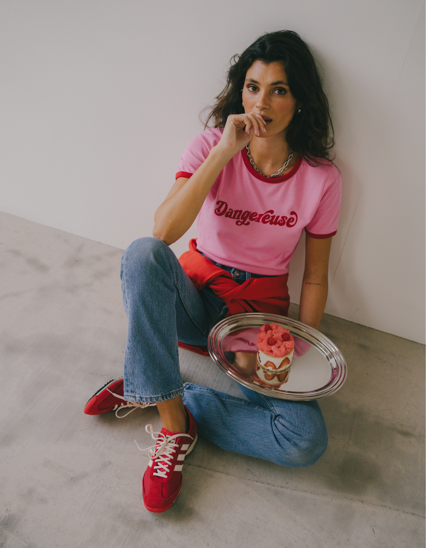 Le Mot – wholesale Screen printed t-shirt – Women′s – Dangereuse ringer t-shirt1