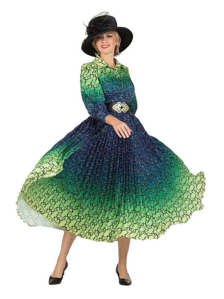 Ombre Print Flowy Pleats Drs w/ Belt-Plus for wholesale by Giovanna