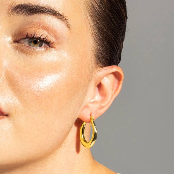 Luxenter – Brincos de argola por atacado – Brincos acabados em ouro amarelo de 18K - Oumy3