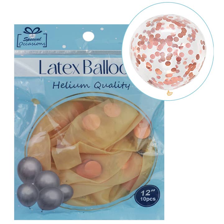 Angels Craft - Wholesale Balloon - Confetti-Filled Clear Latex Balloons – 6 Colors