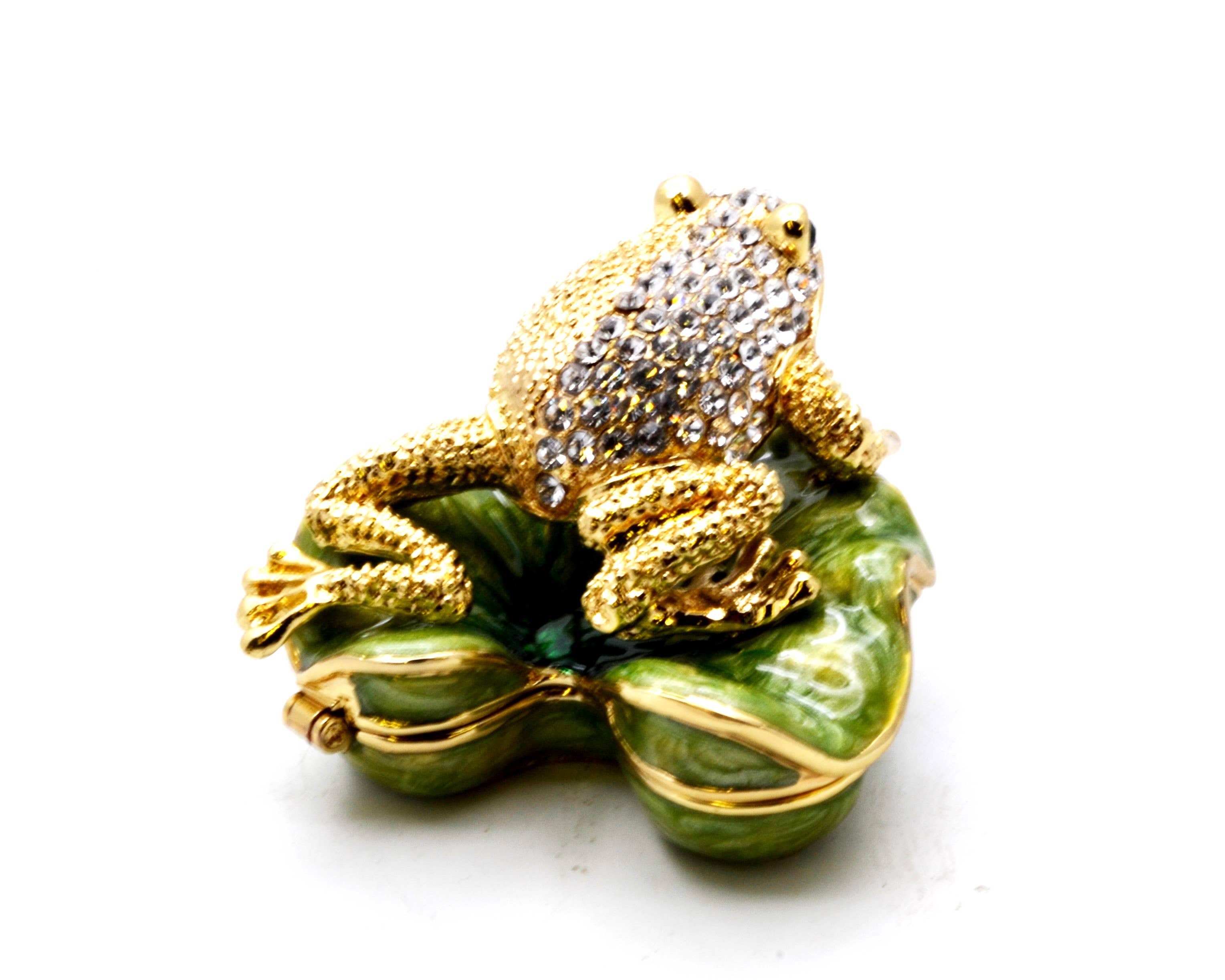 Ciel Collectables - Wholesale Jewelry Dish - Bejeweled Frog on Lily Pad Trinket Box. Made with Crystals7