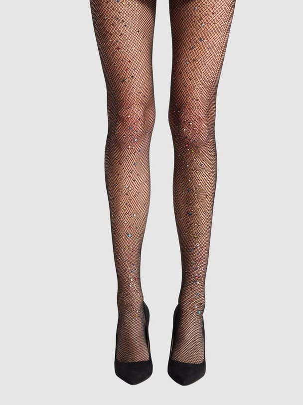 Glitter Fishnet Tights - Black for wholesale on Faire