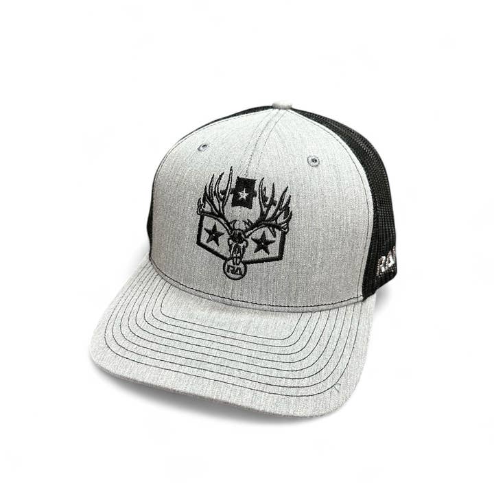 "Massive Muley" Heather/Gray/Black Trucker Snapback for wholesale by Rak•Adx Hunting Apparel