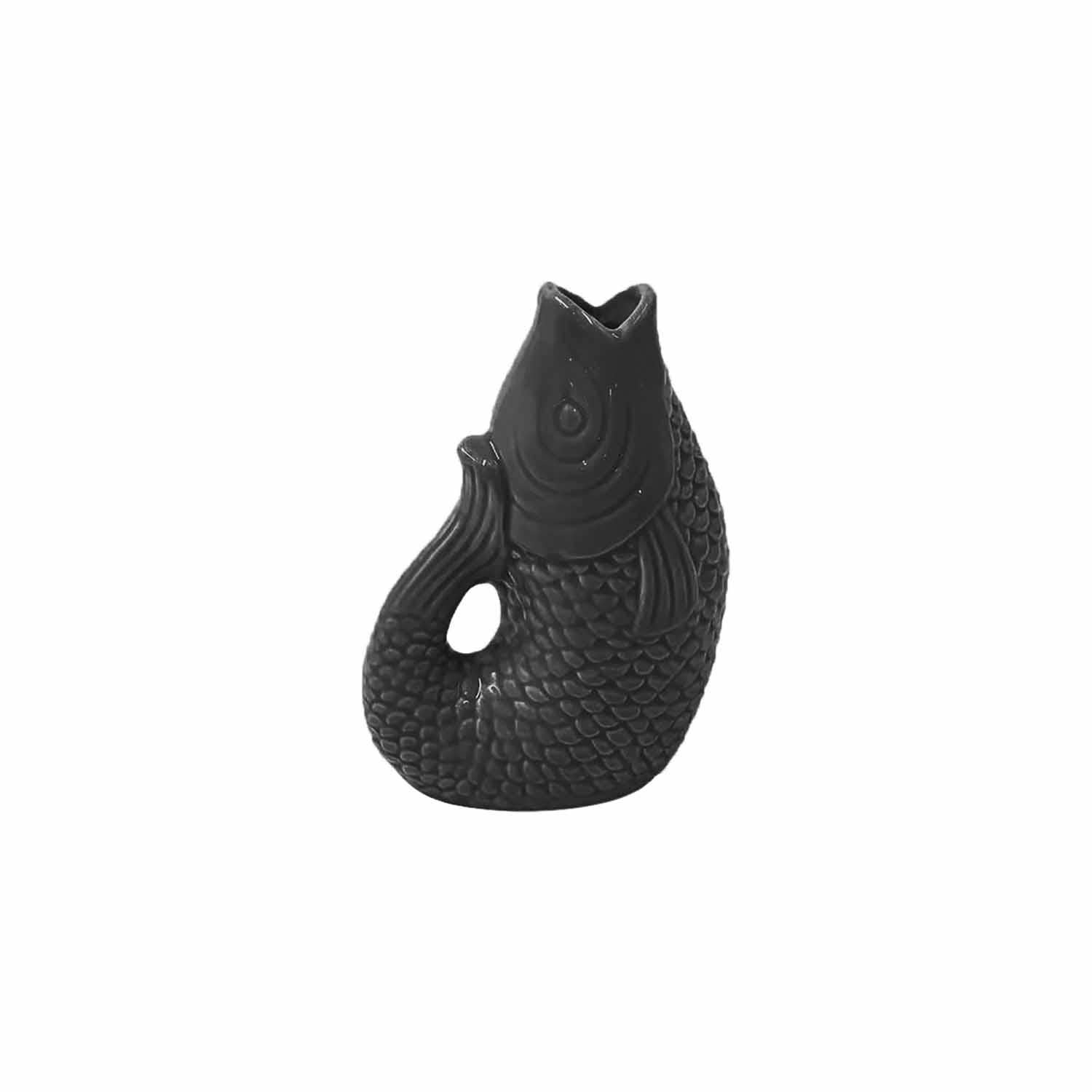 Opjet Paris - Wholesale Vase - Fish ceramic vase small black L8.2 W5 H12cm0