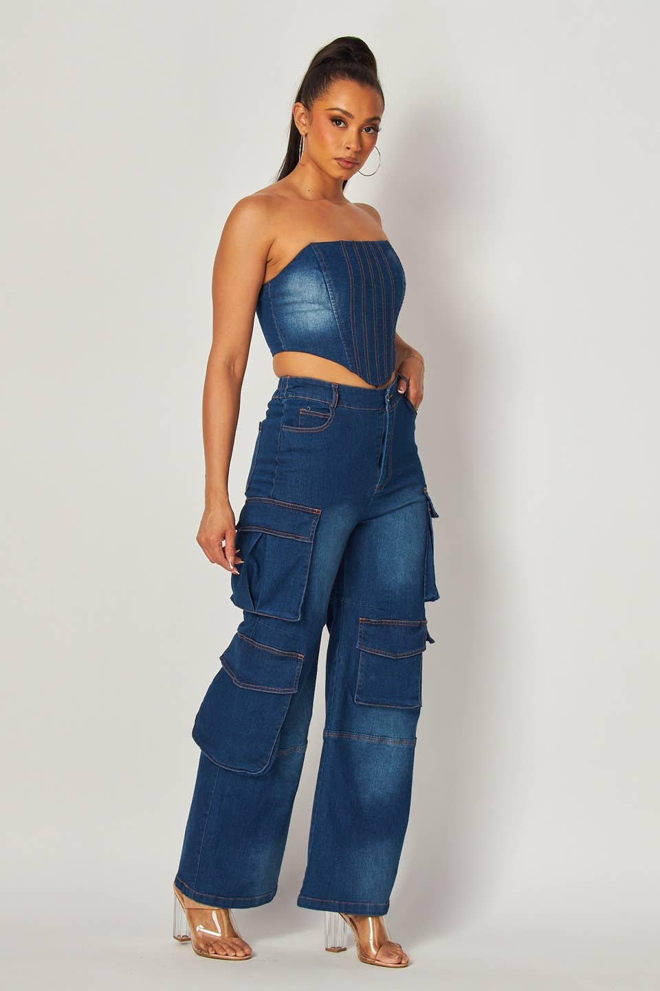 Boswell – Engroshandel Top- og buksesæt (IKKE Loungewear) - Dame – VASKET DENIM TOP OG BUKSESÆT5