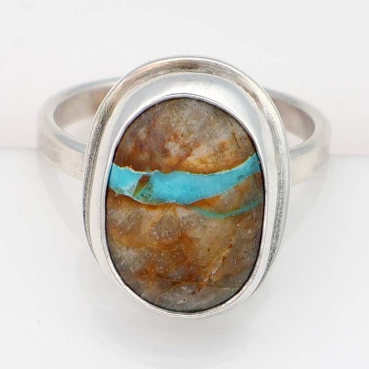 Anillo Lake #64 - Turquesa Boulder - talla 7 para venta al por mayor de Carolyn Keys