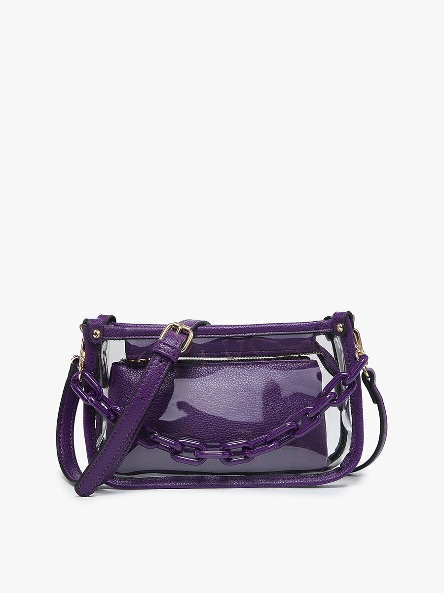 Jen & Co. - Vente Sac à bandoulière – femme - M2226CR Sac à bandoulière Jessica transparent avec chaîne10