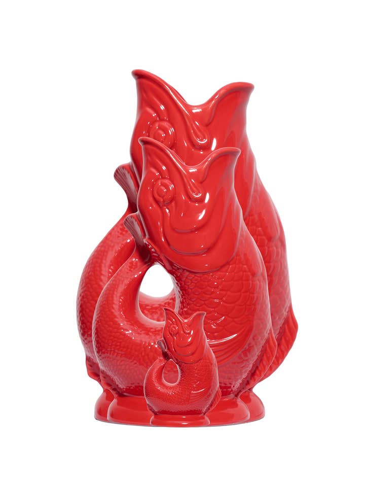 Red Gluggle Jug for wholesale by The Original Gluggle Jug Factory