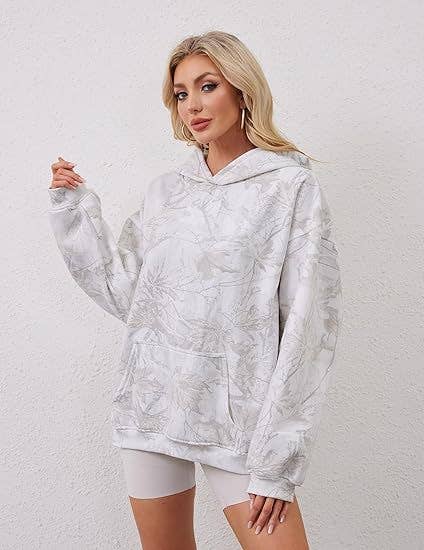 EmberLoom – Großhandel Hoodie – Damen – Damen Vintage Print V-Ausschnitt Locker Geschnittenes Kapuzenpullover in Übergröße7