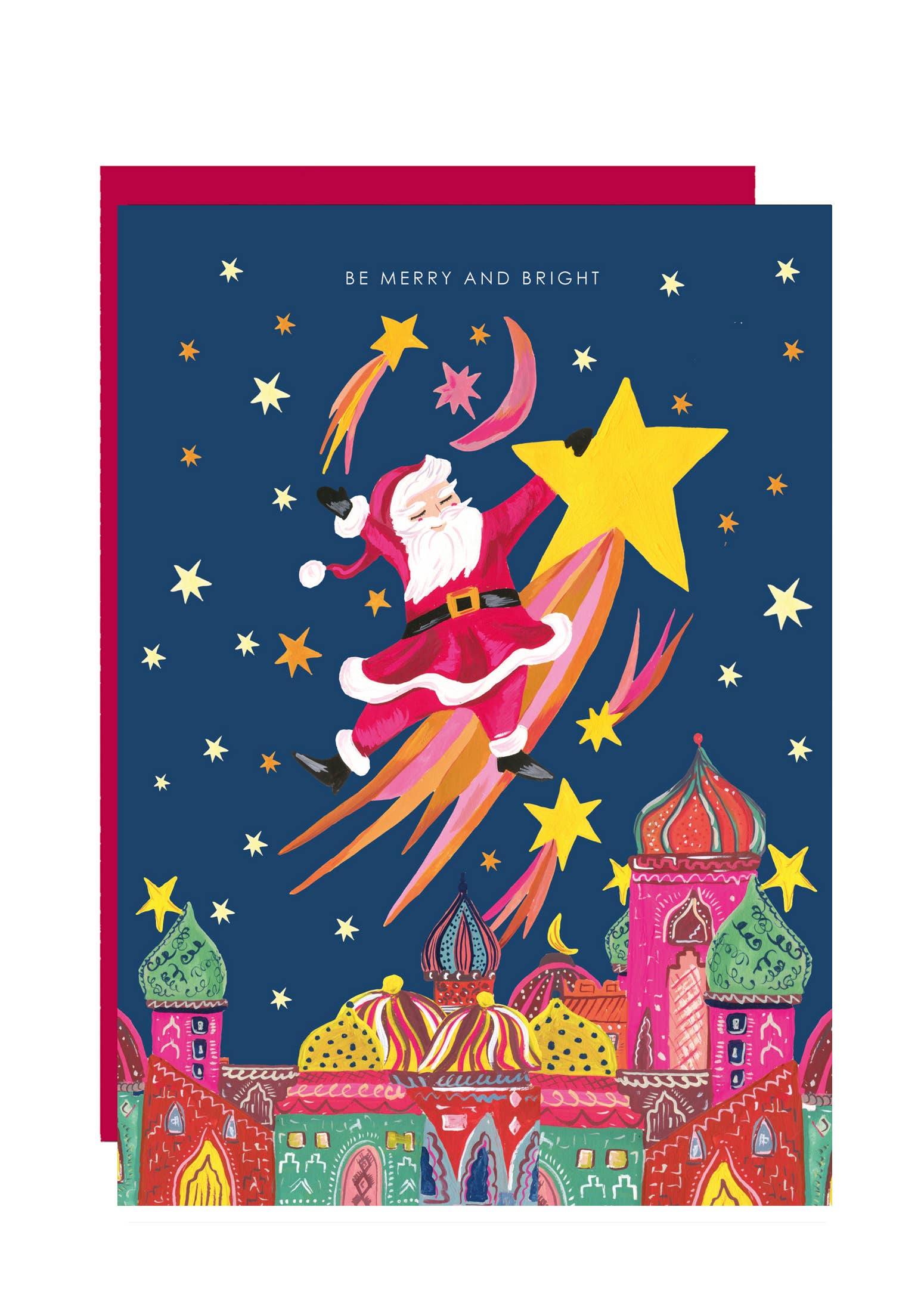 Hutch Cassidy (Greetings Cards and Paper Goods) – wholesale Christmas card – 'Santa on Star' Christmas Greetings Card0