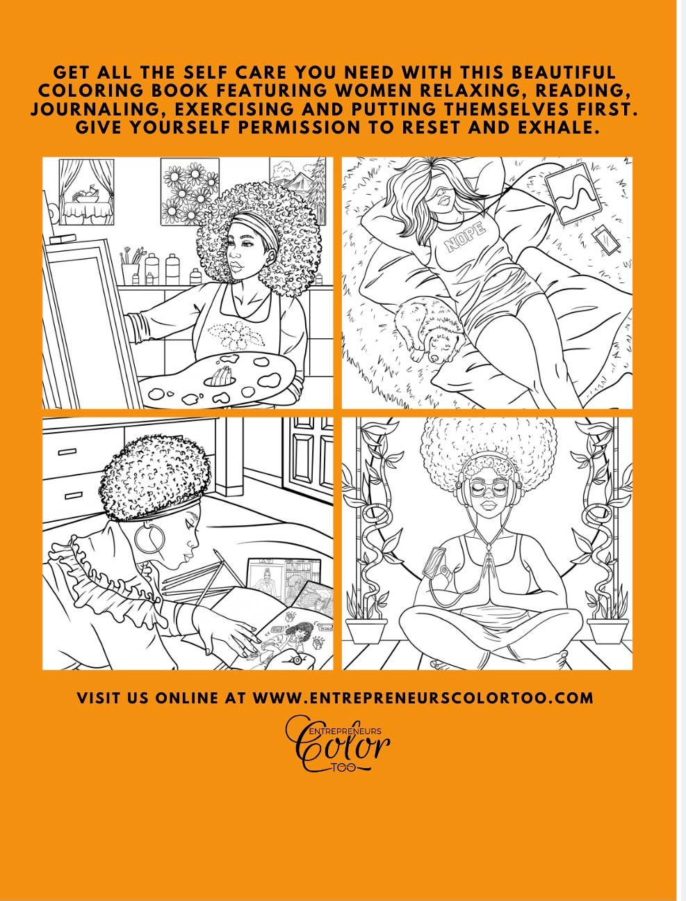 Entrepreneurs Color Too - Wholesale Coloring & Activity Book - Adult - Exhale: A Self Care Coloring Book Celebrating Black Women1