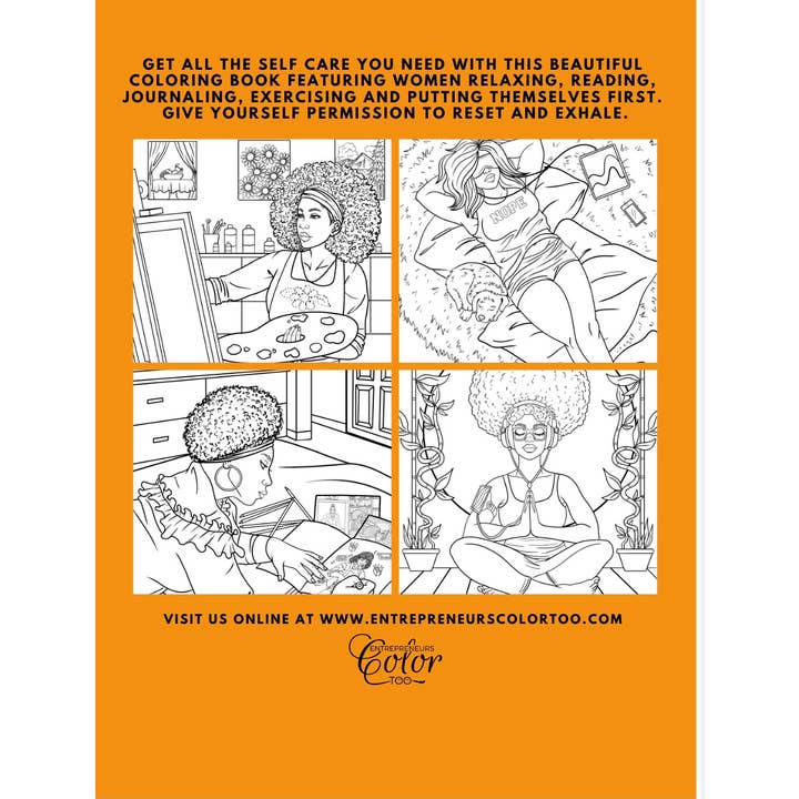 Entrepreneurs Color Too - Wholesale Coloring & Activity Book - Adult - Exhale: A Self Care Coloring Book Celebrating Black Women1