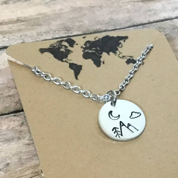 Snowy mountain peaks small charm necklace in silver color for wholesale by Jamie Haley Designs