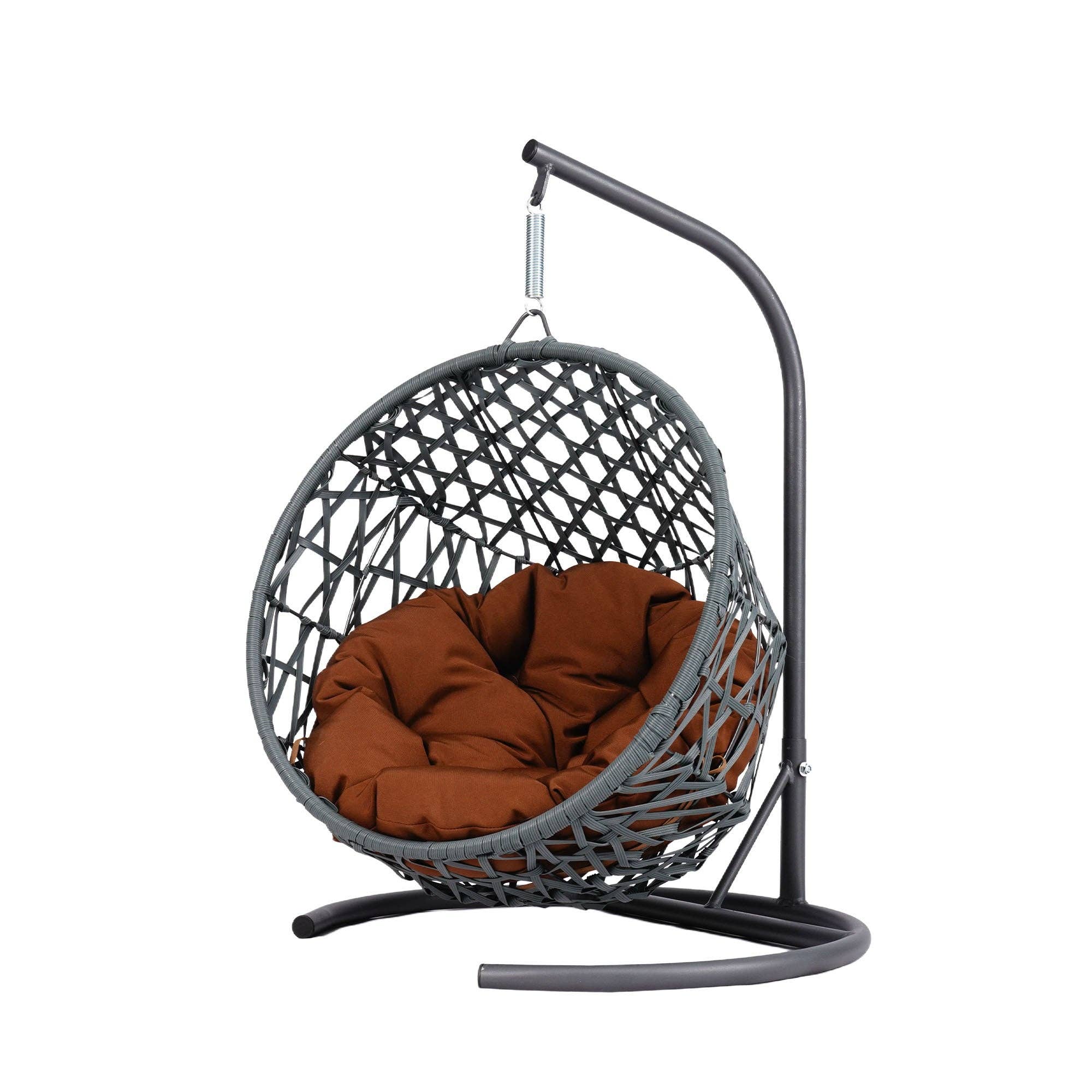 39F Inc. - Wholesale Pet Bed - Cat/Dog - Cat Swing Bed with Stand & Cushion, Rattan Egg Chair, Brown14