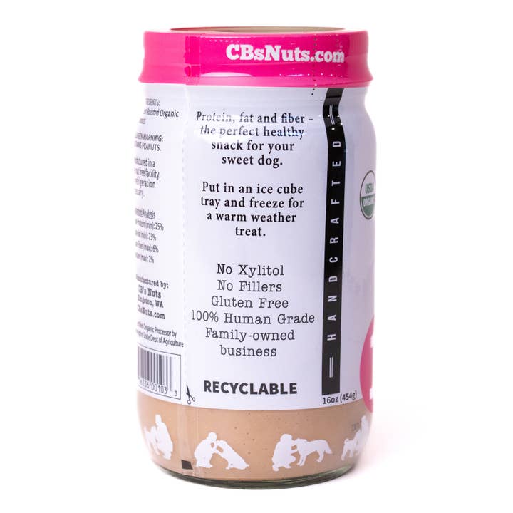 CB's Nuts - Wholesale Pet treats – Dog - 16oz Good Dog! Organic Peanut Butter for Dogs - 123