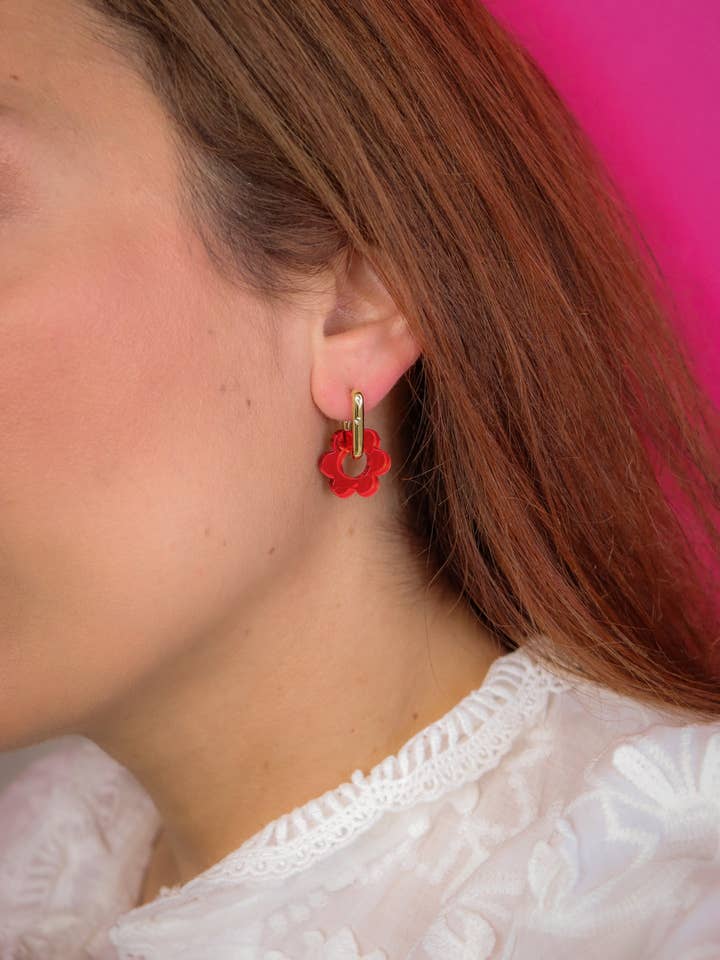 Brincos intercambiáveis Vivienne com espelho vermelho por atacado de CG Home