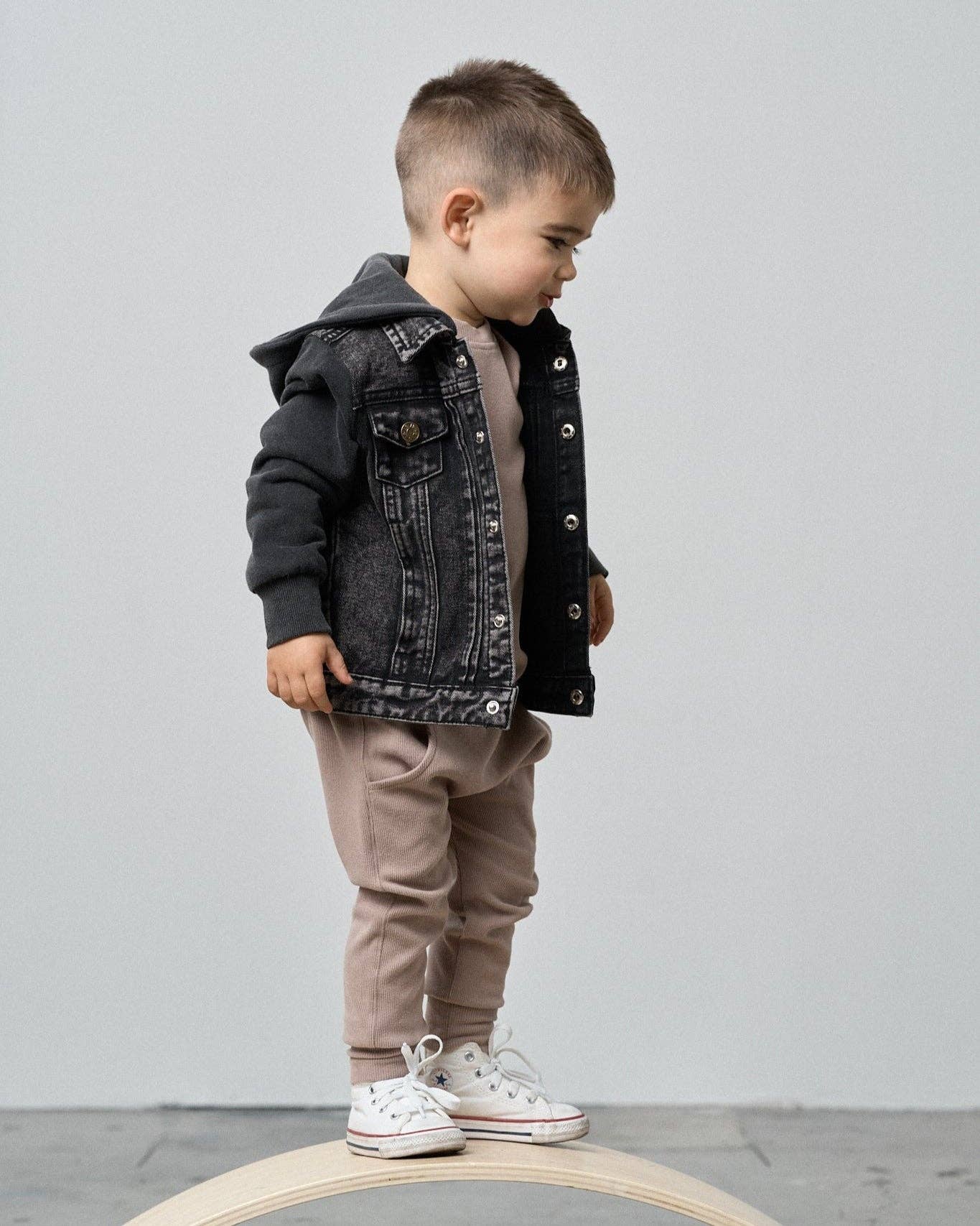 Little Bipsy - Wholesale Denim Jacket - Kids - Washed Hooded Denim Jacket - Black8