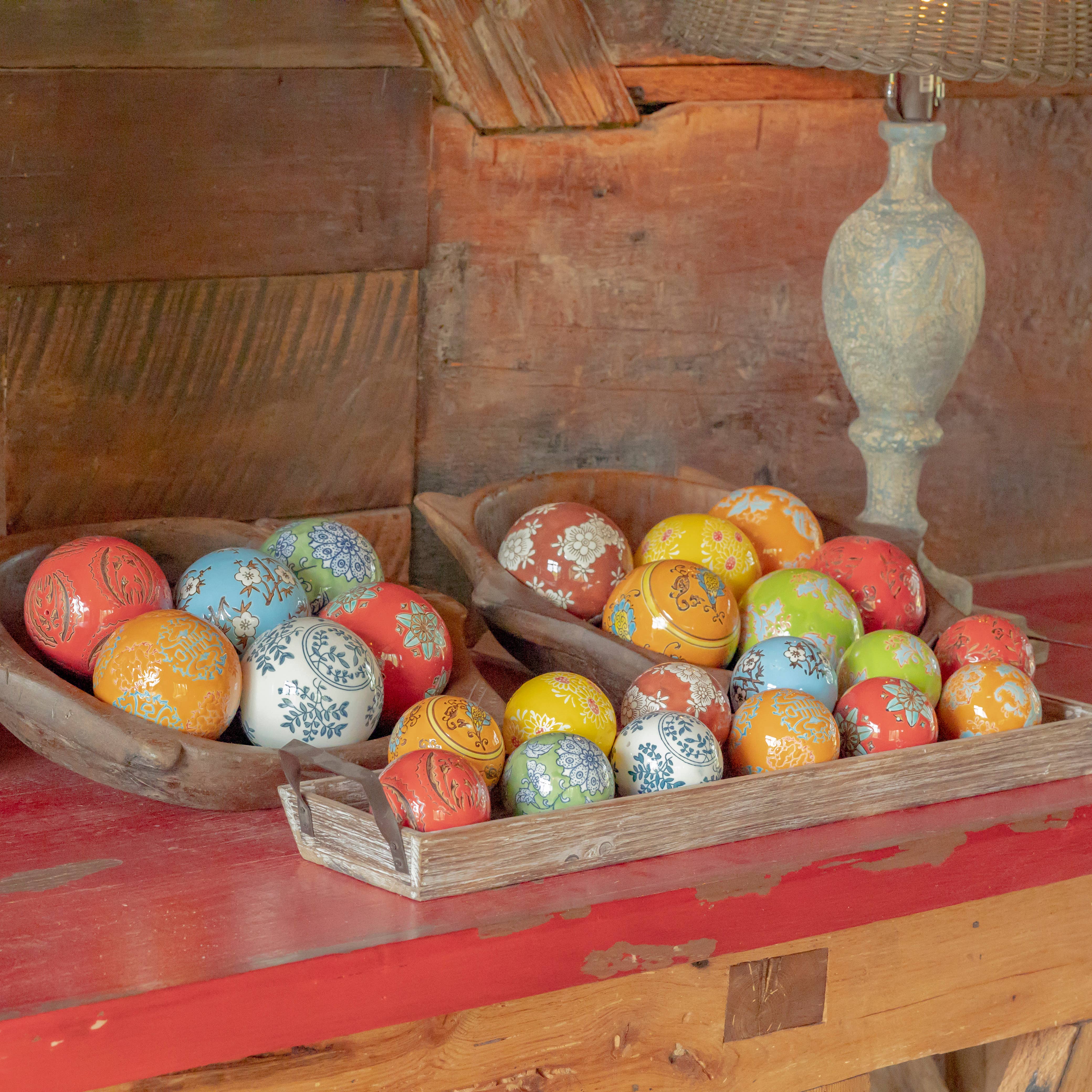 Zaer Ltd. International - Wholesale Decorative Tabletop Object - 12pc Assorted 3" Ceramic Sailor Balls Yokohama-Bright Color8