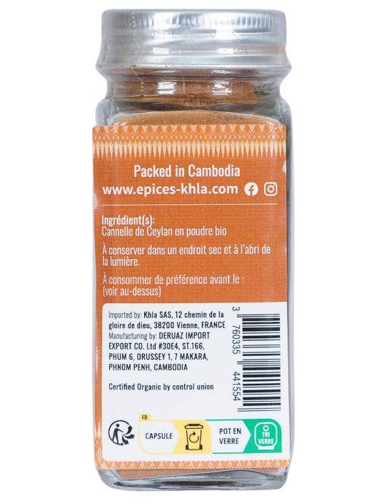 Khla - L'épicerie du Mékong - Wholesale Dried Spice - Ceylon cinnamon - Organic - powder - 50g - Jar1