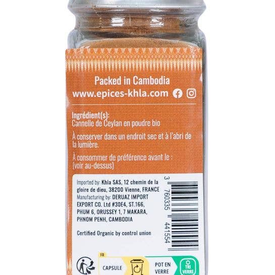 Khla - L'épicerie du Mékong - Wholesale Dried Spice - Ceylon cinnamon - Organic - powder - 50g - Jar1
