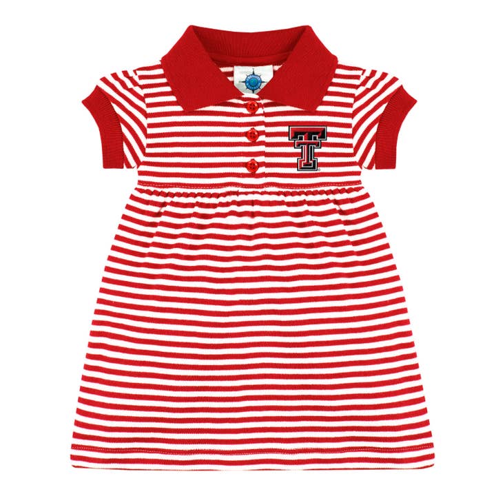 Texas Tech Red Raiders Striped Game Day Dress With Bloomer for wholesale by Creative Knitwear