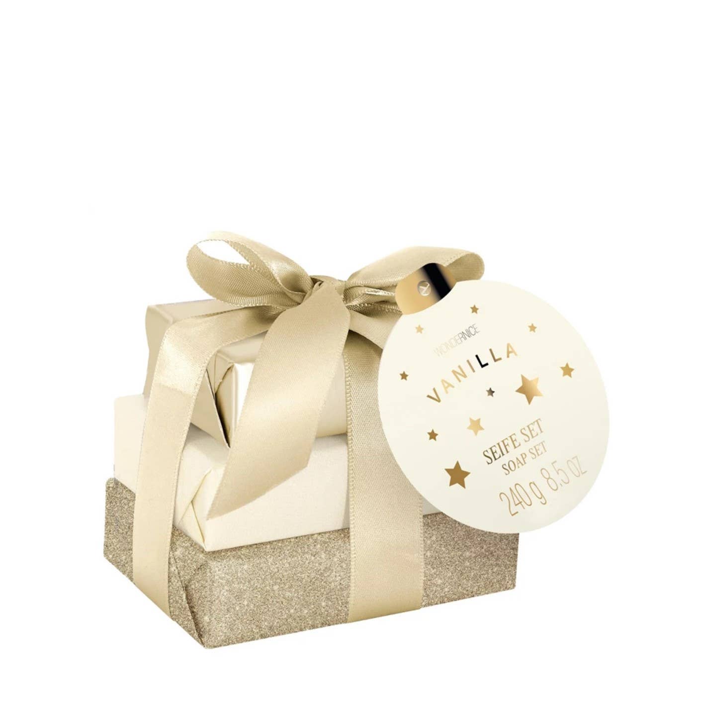 IngrossoBeauty by INCI Srl – sabonete sólido por atacado – Pirâmide de Sabonetes Dourada com Fita0