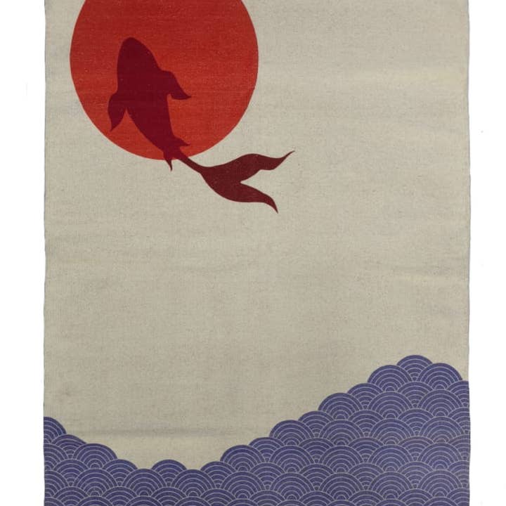 Alfombra de algodón Lucas con diseño de pez sol rojo para venta al por mayor de B A O B A B - Maison